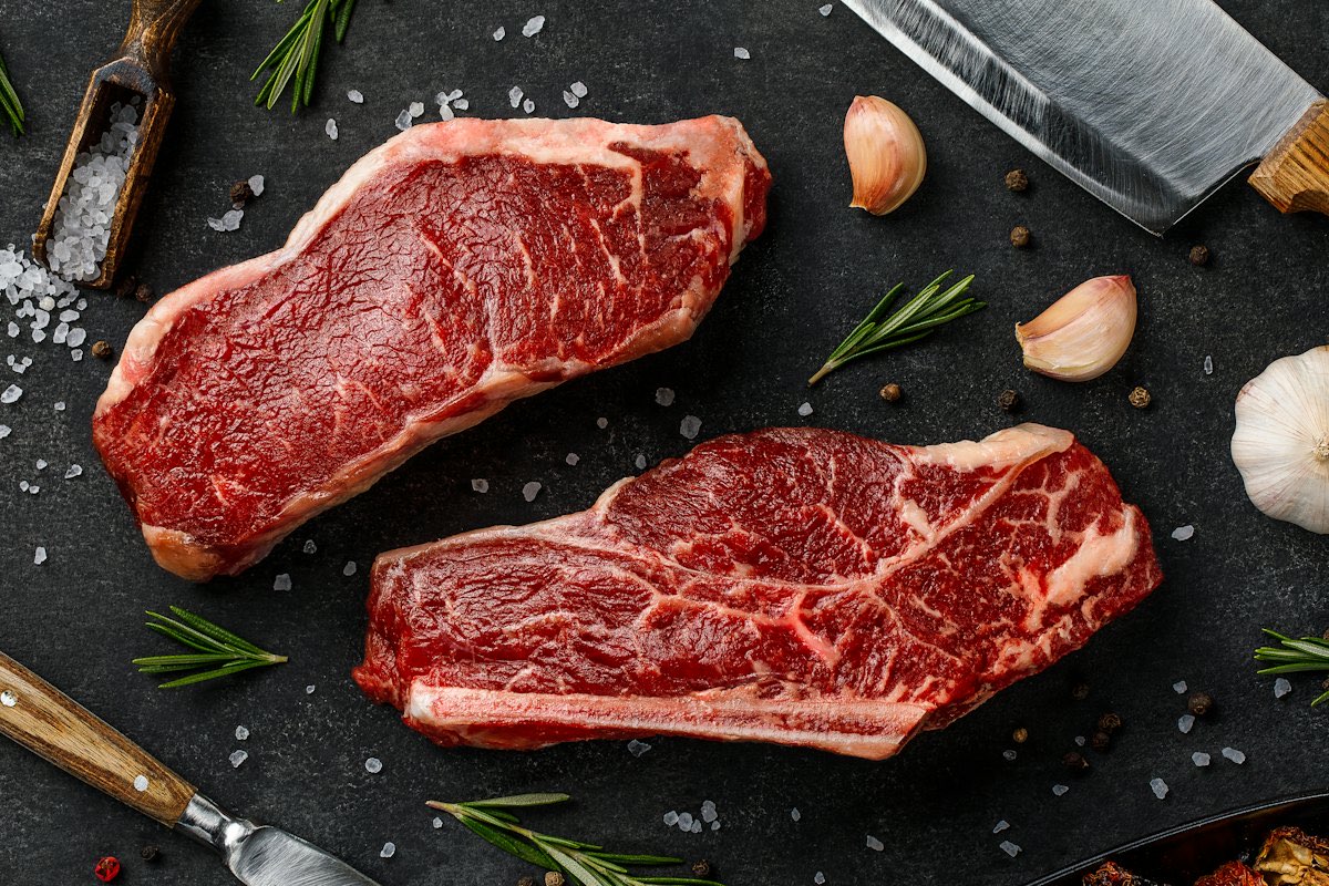 Fresh raw beef steaks